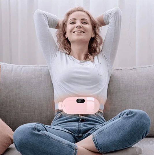 Massageador elétrico para cólicas menstruais com cinto vibratório e aquecedor para alívio da dor